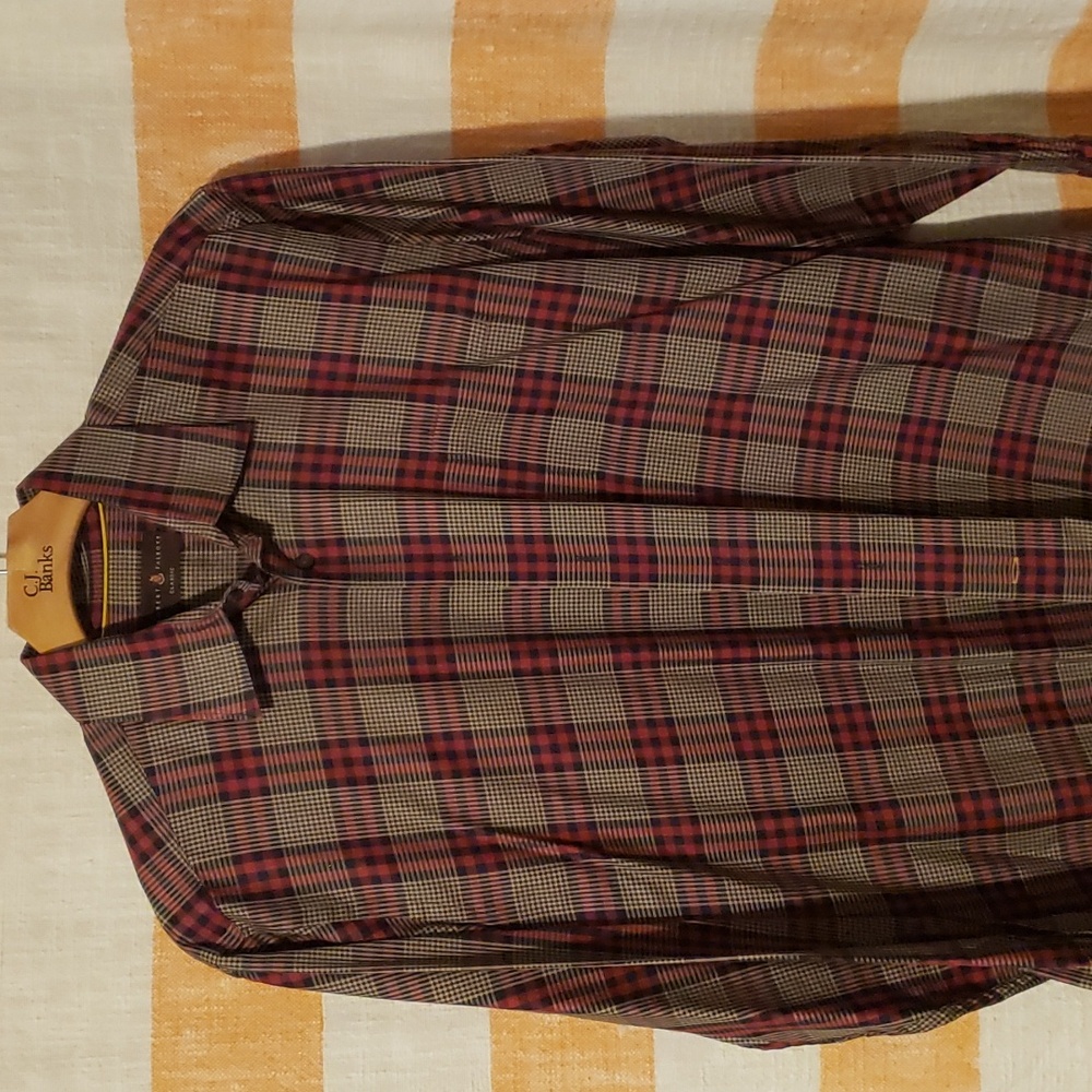 Robert Talbott Classic Large Red/Black/Tan Shirt